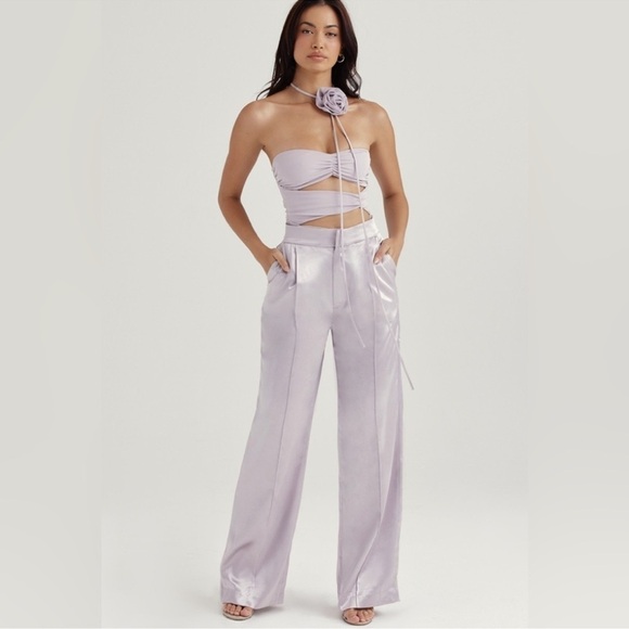 House of CB Alivia Loose Fit Trousers Pants in Silver size XS - Picture 3 of 7